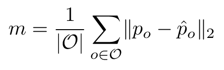 Mean Euclidean distance between predicted and observed positions over objects O intersecting the rollout tube.