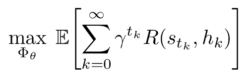 Maximise the expected sum over epochs of gamma to t k times the chunk reward.
